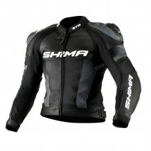 Kožená bunda na moto SHIMA STR Black čierno/sivá
