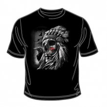 Motorkárske tričko s indiánom CHIEF SKULL čierne