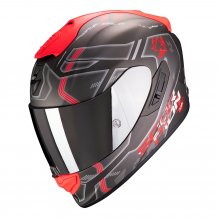 Helma na motorku SCORPION EXO-1400 Spatium stříbrno/červená fluo