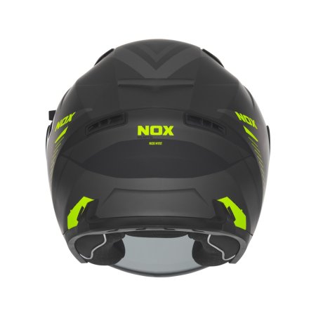 Otevřená helma na motorku NOX N130 Myst černá matná/žlutá fluo