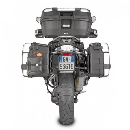Kufor na motorku GIVI TRK52N Trekker čierny so strieborným hliníkovým vekom (Monokey) 52 l