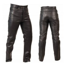 Pánské kožené kalhoty L&J JEANS na motorku černé