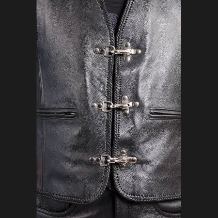 Kožená vesta L&J Motorcycle Club Basic čierna