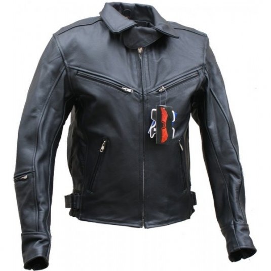 Kožená bunda na motorku L&J TRADE černá - Velikost oblečení: M