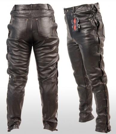 Kožené nohavice na chopper L&J HELL pánske čierne - Velikost kalhot: 4XL