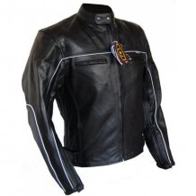 Kožená bunda na motocykel L&J SILVERLINE pánska čierna